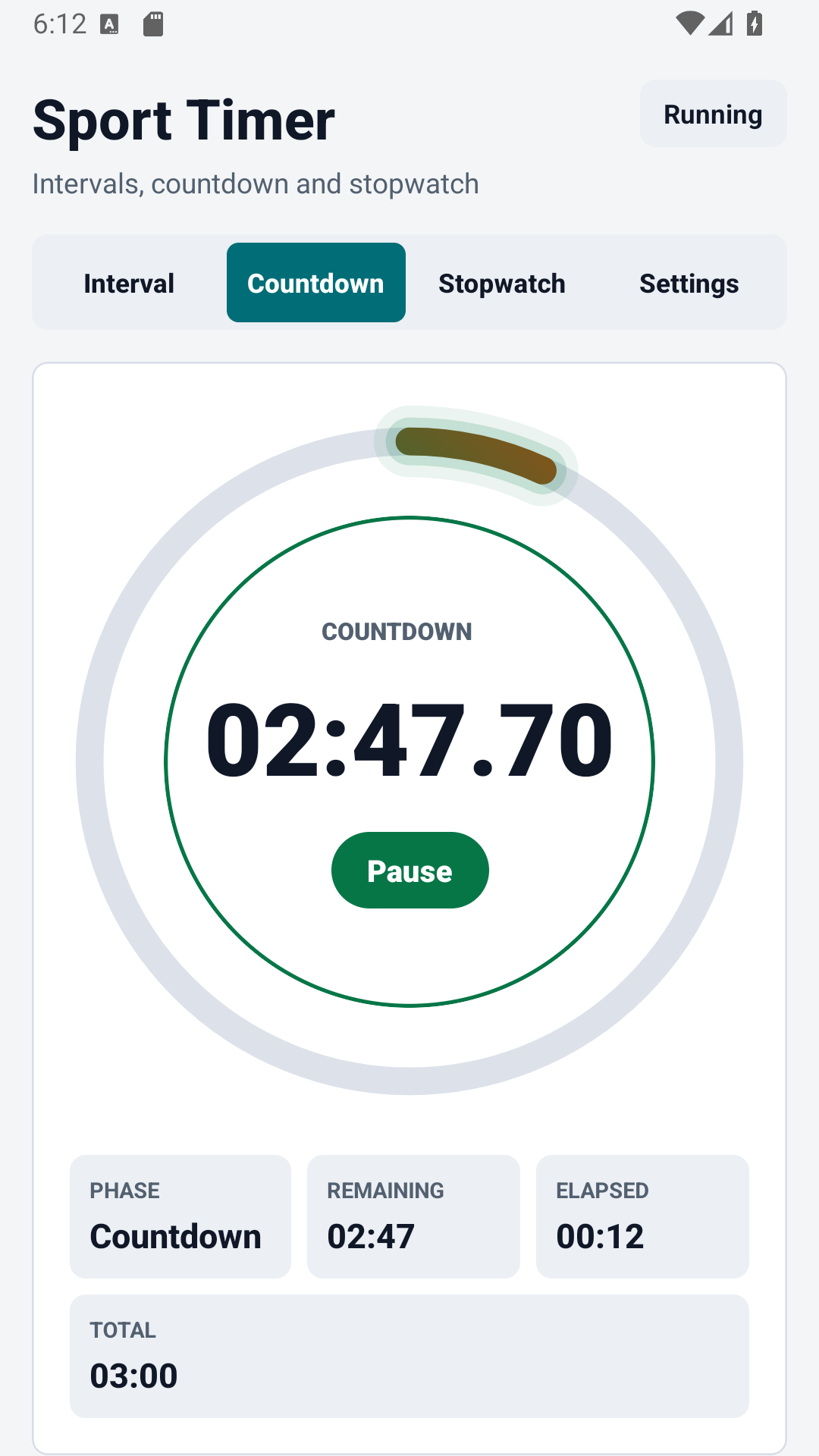 Sport Timer nedräkningsskärm